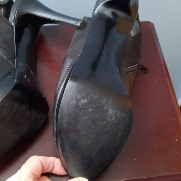 Tahari Black Open Toe Leather Sling Back Sandals Bootie Shoes Size 10. - Picture 8 of 10